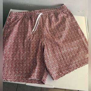 Rhone brandy red block print shorts size xl